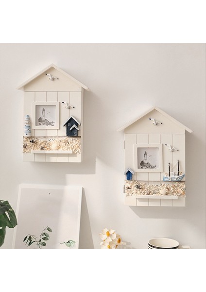 Duvara Monte Kabine Anahtar Raf Ahşap Ev Anahtar Depolama Kutusu Akdeniz Tarzı Model Heykel Ev Duvar Dekor Deniz Feneri (Yurt Dışından) fırsatları