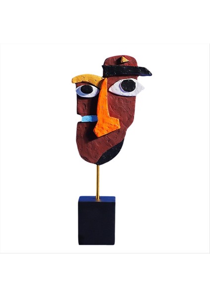 Modern Soyut Maske Heykel Ev Heykeli Dekorasyon Reçine Figür Süsleri Oturma Odası Masaüstü Dolabı Yüz El Sanatları C (Yurt Dışından)