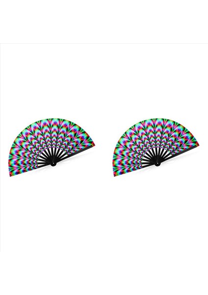 2x Kadınlar Raves Kat El Fan Fan Floresan Glow Party Club Prom Disco Freaky Pub Dekoratif Katlanır Fanlar (Yurt Dışından)