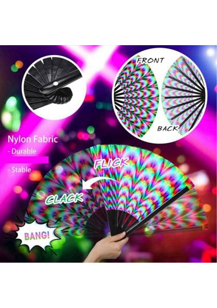 2x Kadınlar Raves Kat El Fan Fan Floresan Glow Party Club Prom Disco Freaky Pub Dekoratif Katlanır Fanlar (Yurt Dışından) fiyatları