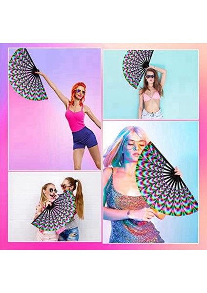 2x Kadınlar Raves Kat El Fan Fan Floresan Glow Party Club Prom Disco Freaky Pub Dekoratif Katlanır Fanlar (Yurt Dışından) indirimleri
