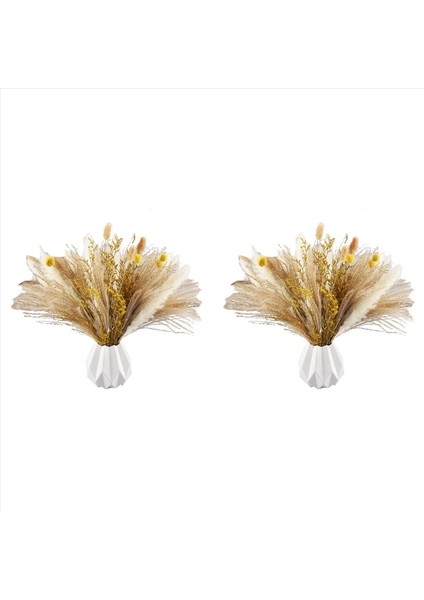 Pampas Çim Dekor 130PCS 17 5 Inç Doğal Kurutulmuş Pampas Bitkileri -Fluffy Kurutulmuş Çiçekler ve Beyaz Pampa (Yurt Dışından)