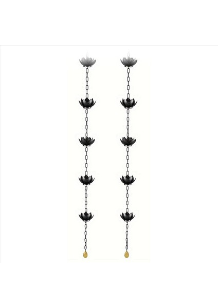 2x Yağmur Zinciri Lotus Yağmur Yakalayıcı Zinciri Dışarıdaki Oluklar Için Yağmur Zinciri Bardaklar Oluk Düşüşünün Yerini Almak Için Suyu Yönlendirmek (Yurt Dışından)