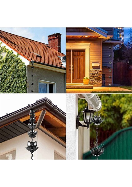 2x Yağmur Zinciri Lotus Yağmur Yakalayıcı Zinciri Dışarıdaki Oluklar Için Yağmur Zinciri Bardaklar Oluk Düşüşünün Yerini Almak Için Suyu Yönlendirmek (Yurt Dışından) indirimleri