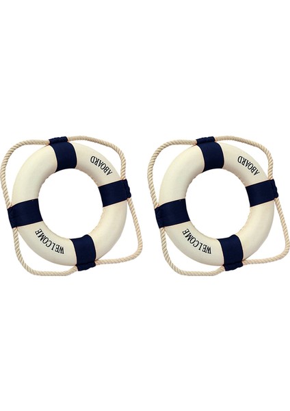 2x Gemide Hoş Geldiniz Köpük Deniz Yaşamı Lifebuoy Ring Boat Duvar Ev Dekorasyon Mavi 50 cm (Yurt Dışından)