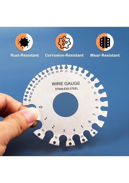 8 Bölge Tel Gösterge Ölçüm Aracı, Metal Gauge Kalınlık Aracı, Sayfa Kalınlık Göstergesi, Yuvarlak Çift Taraflı Metal Sac Guajı (Yurt Dışından) fırsatları