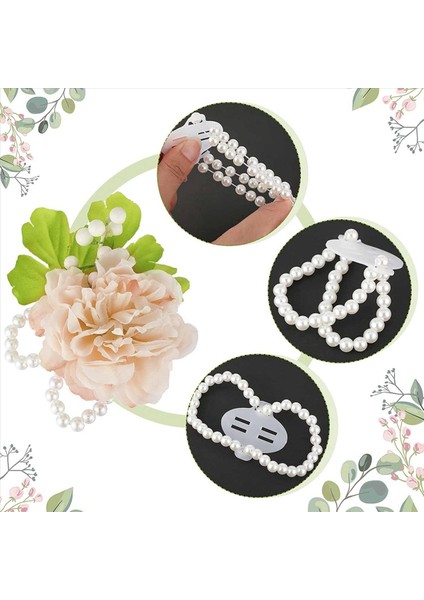 64PCS Elastik Inci Bilek Bantları Korsage Aksesuarları Düğün Bilek Diya Yapay Çiçekler Ded Düğün Plajı Partisi Için (Yurt Dışından) fırsatları