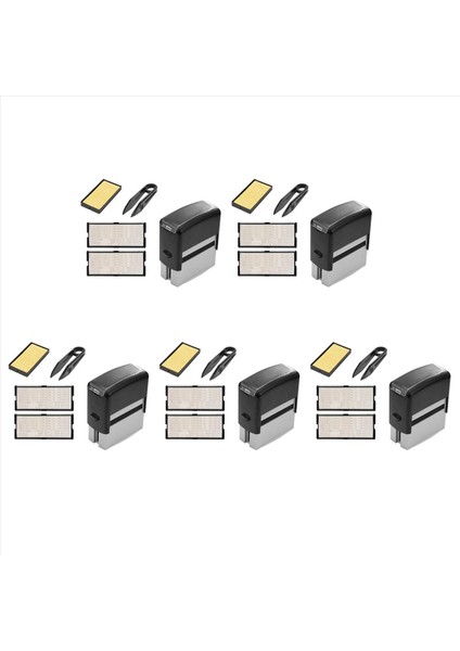 5x Kendinden Mürekkep Damgası Seti Özel Kişiselleştirilmiş Dıy Business Adı Numarası Adresi Baskı Kauçuk Damga (Yurt Dışından)