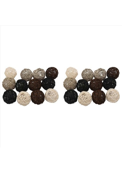 24 Paket Büyük Rattan Topları - Kaseler Için Dekoratif Toplar Vazo Dolgu Maddesi Sehpa Dekoru Düğün Dekorasyonu (Yurt Dışından)