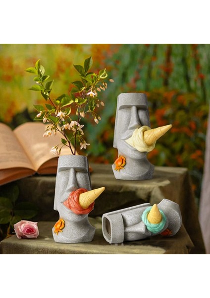 Dondurma Heykeli Masaüstü Heykel Paskalya Adası Ekici Pot Sanat Çiçek Düzenlemesi Ev Dekoru C (Yurt Dışından) fiyatları