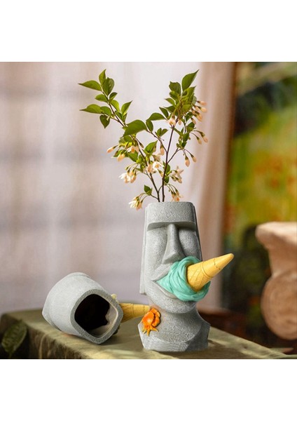 Dondurma Heykeli Masaüstü Heykel Paskalya Adası Ekici Pot Sanat Çiçek Düzenlemesi Ev Dekoru C (Yurt Dışından) modelleri