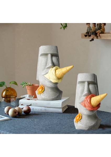 Dondurma Heykeli Masaüstü Heykel Paskalya Adası Ekici Pot Sanat Çiçek Düzenlemesi Ev Dekoru C (Yurt Dışından) fırsatları