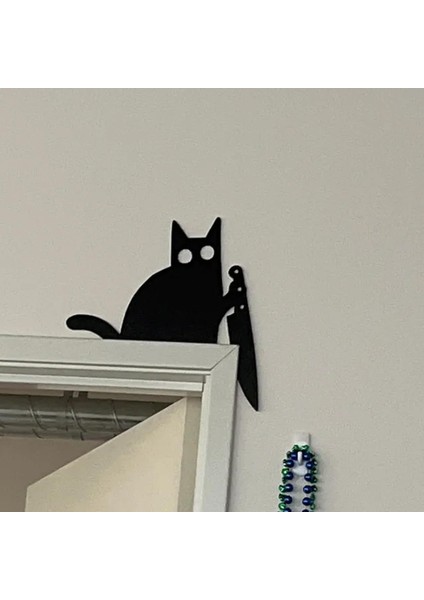 Metal Sevimli Kedi Kapı Çerçeve Kedi Kapı Çerçeve Köşe Dekorasyon Ev Mobilya Kapısı Dekorasyon Işareti D (Yurt Dışından) fırsatları