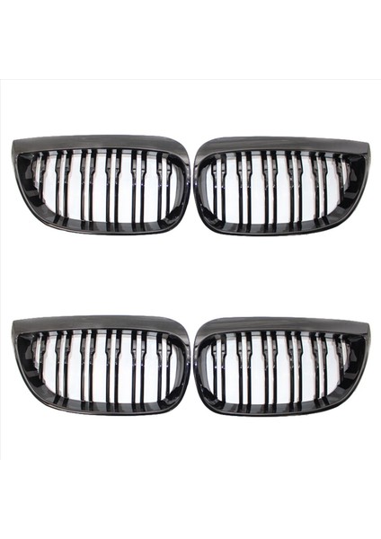 4x Ön Böbrek Çift Line Grille Sport Izgara Değiştirme Bmw E81 E87 E88 1 Serisi 2004-2007 Parlak Siyah (Yurt Dışından) fiyatları