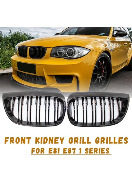 4x Ön Böbrek Çift Line Grille Sport Izgara Değiştirme Bmw E81 E87 E88 1 Serisi 2004-2007 Parlak Siyah (Yurt Dışından) modelleri