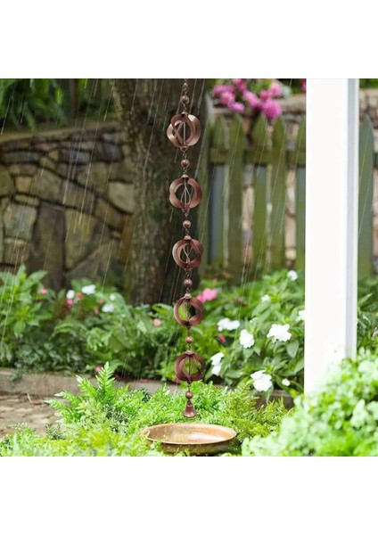 2x Yağmur Zincirleri Çatı Oluğu Iniş Borusu/spout Kanalı Yağmur Suyu Suyu Yakalayıcı/saptırıcı Metal (Yurt Dışından) indirimleri