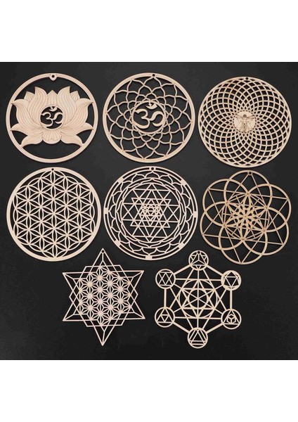 8 Paket 14CM Ahşap Duvar Tabelası Hayat Şekli Şekli Coaster Ahşap Duvar Sanatı Diy Coaster Zanaat Yapmak Geometri (Yurt Dışından) modelleri