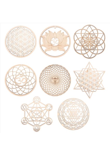 8 Paket 14CM Ahşap Duvar Tabelası Hayat Şekli Şekli Coaster Ahşap Duvar Sanatı Diy Coaster Zanaat Yapmak Geometri (Yurt Dışından) indirimleri