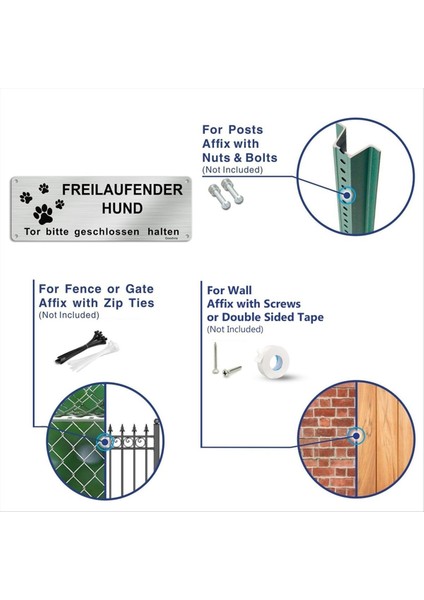 Hier Wache Ich Hund Vorsicht Freilaufender Hund Sign Betreten Auf Eigene Gefahr Sign Fırça (Yurt Dışından) fiyatları