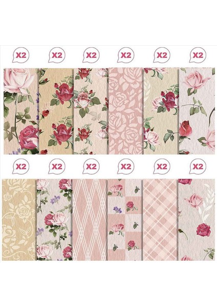 12X12INCH Çift Taraflı Suluboya Çiçek Kart Stoğu 48 Yaprak Bahar Pembe Gül Karalama Defteri Kağıdı Dıy Yapma Kartları Için (Yurt Dışından) fiyatları