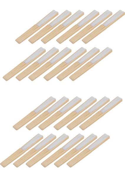 24 Paket El Tutulan Hayranlar Beyaz Kağıt Fan Bambu Katlanır Fanlar El Avcısı Katlanmış Fan Kilise Düğün Hediyesi (Yurt Dışından)