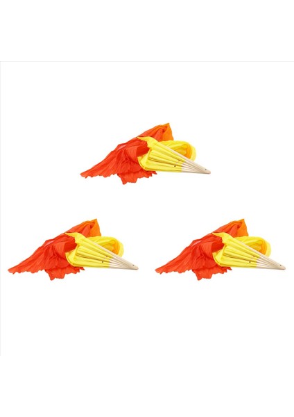 3x Güzel Ipek Üç Renk Gradyan Flame Dance Fan El Katlama Bambu Fan Dekorasyon Fanı Bayanlar Için Kadınlar (Yurt Dışından)