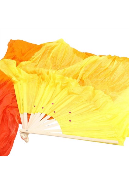 3x Güzel Ipek Üç Renk Gradyan Flame Dance Fan El Katlama Bambu Fan Dekorasyon Fanı Bayanlar Için Kadınlar (Yurt Dışından) fırsatları