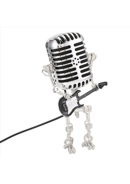 Mikrofon Robot Retro Tarzı Mikrofon Robot Masa Lambası Guitare Gece Işığı Tutma Vintage Mikrofon Robot Masa Lambası Siyah (Yurt Dışından) fiyatları
