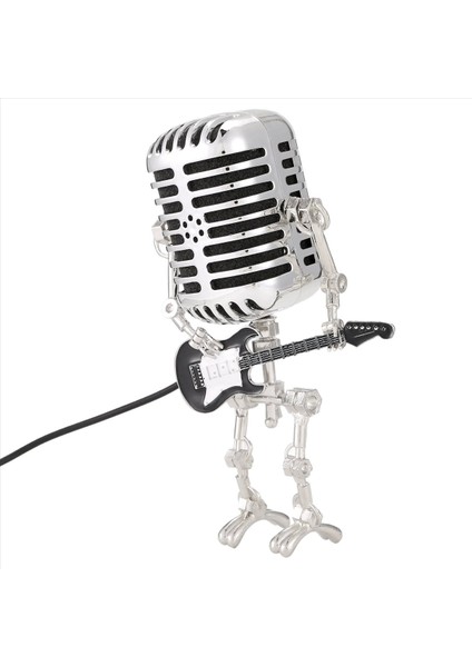 Mikrofon Robot Retro Tarzı Mikrofon Robot Masa Lambası Guitare Gece Işığı Tutma Vintage Mikrofon Robot Masa Lambası Siyah (Yurt Dışından) modelleri