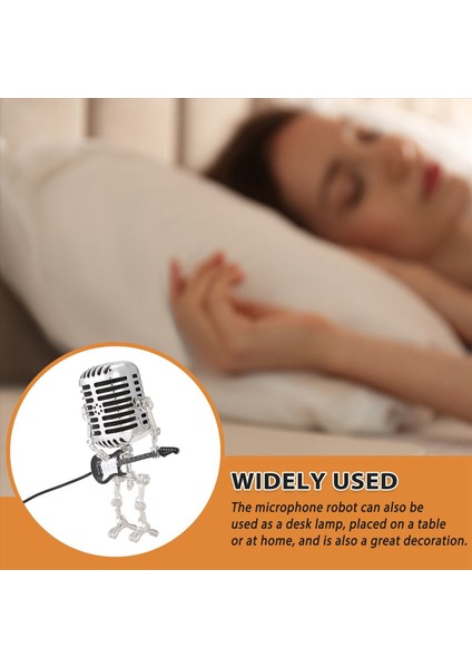 Mikrofon Robot Retro Tarzı Mikrofon Robot Masa Lambası Guitare Gece Işığı Tutma Vintage Mikrofon Robot Masa Lambası Siyah (Yurt Dışından) indirimleri
