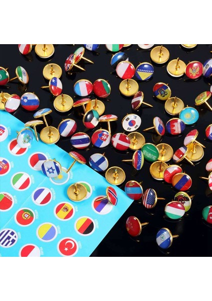 200X Push Pins Ulusal Bayrak Başparmak Tacks Bülten Tahtası Harita Ofis Için Ülke Haritası Itme Iğneleri (Yurt Dışından) fırsatları