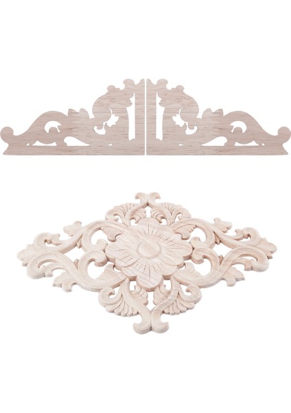 1 Adet Ahşap Oyulmuş Uzun Onlay Aplike Boyasız Çiçek Duvarları Dolapları Kapı Dekor Tipi 21X15CM ve 2pcs Sol+Sağ (Her Biri 1 Adet) (Yurt Dışından) fiyatları