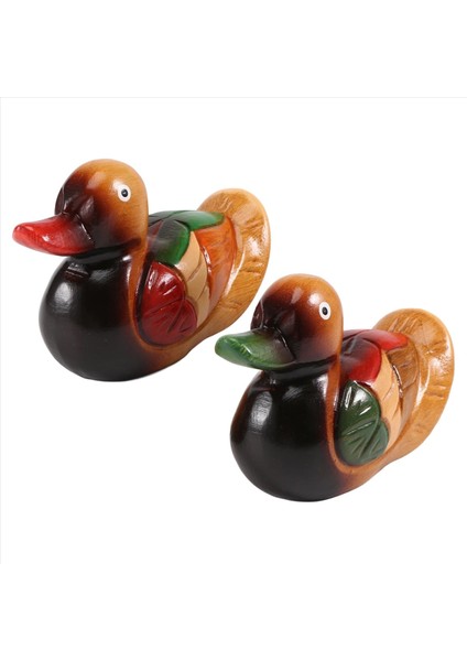 Ahşap Mandarin Ördek Model Dekor 2 Pcs El Yapımı Düğün Hediyesi Başucu Süslemesi Yaratıcı Mandarin Ördek Heykelcik (Yurt Dışından)