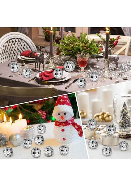 60 Paket Disko Top Gümüş Asılı Ayna Disko Topları Ip ile Süslemeler Noel Düğün Müzik Festivalleri Dekor (Yurt Dışından) fiyatları