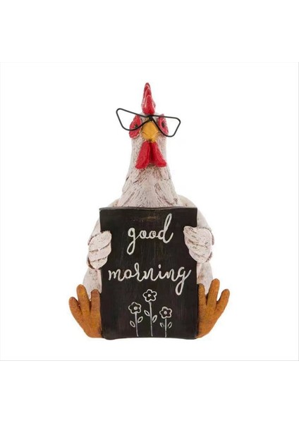 Komik Horoz Hen Günaydın Reçine Durumu Desktop Ev Sevimli Horoz Henler Figürinler Süs Bahçe Aksesuarları Hediyeler B (Yurt Dışından)