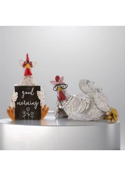 Komik Horoz Hen Günaydın Reçine Durumu Desktop Ev Sevimli Horoz Henler Figürinler Süs Bahçe Aksesuarları Hediyeler B (Yurt Dışından) fiyatları