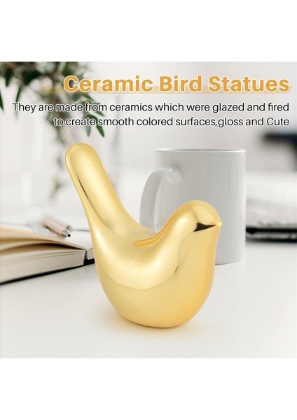 Kutup Evi Altın Kuş Figürinleri Modern Seramik Kuş Heykelleri Hayvan Heykel Ev Dekorasyon El Sanatları Altın Seramik -M (Yurt Dışından) indirimleri