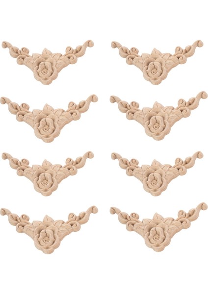 8pcs 8 x 8cm Ahşap Oyma Köşe Onlay Aplike Kapı Dolabı Gül Boyasız Avrupa Tarzı (Yurt Dışından)