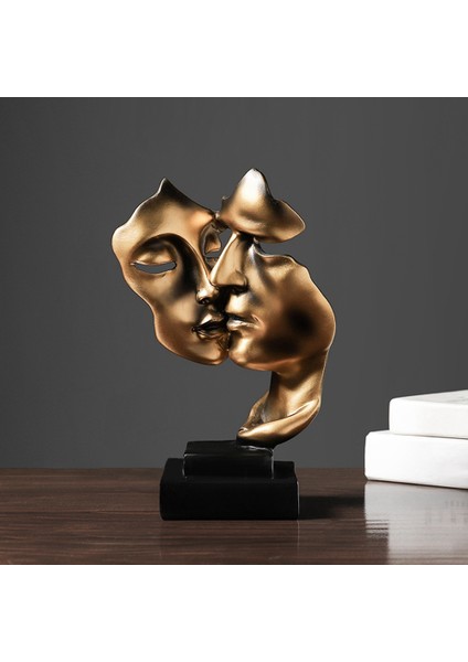 Heykel Ev Dekor Maskesi Altın Heykel Yüzü Modern Reçine Figürleri Dekorasyon Masası Ofis Masası Çift Maske El Sanatları (Yurt Dışından) fiyatları