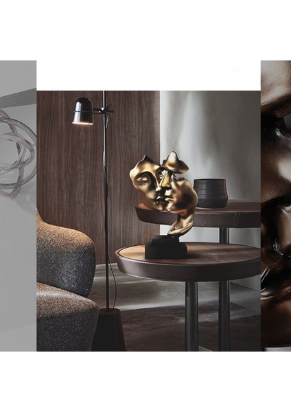 Heykel Ev Dekor Maskesi Altın Heykel Yüzü Modern Reçine Figürleri Dekorasyon Masası Ofis Masası Çift Maske El Sanatları (Yurt Dışından) modelleri