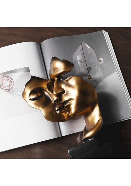 Heykel Ev Dekor Maskesi Altın Heykel Yüzü Modern Reçine Figürleri Dekorasyon Masası Ofis Masası Çift Maske El Sanatları (Yurt Dışından) fırsatları