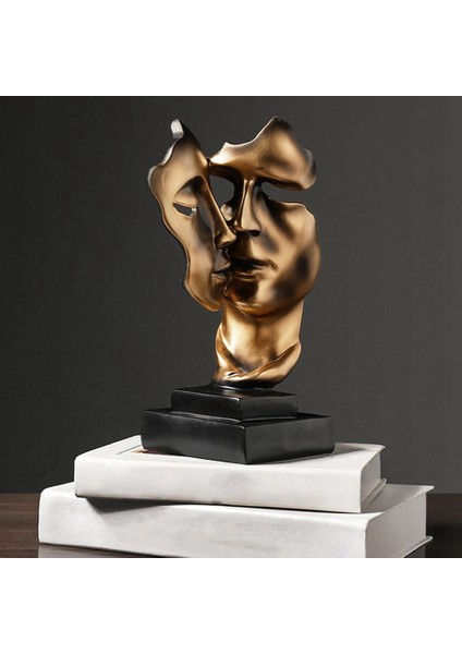 Heykel Ev Dekor Maskesi Altın Heykel Yüzü Modern Reçine Figürleri Dekorasyon Masası Ofis Masası Çift Maske El Sanatları (Yurt Dışından) indirimleri