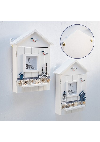 Duvara Monte Kabine Anahtar Raf Ahşap Ev Anahtar Depolama Kutusu Akdeniz Tarzı Model Heykel Ev Duvar Dekor Yelkenli (Yurt Dışından) indirimleri