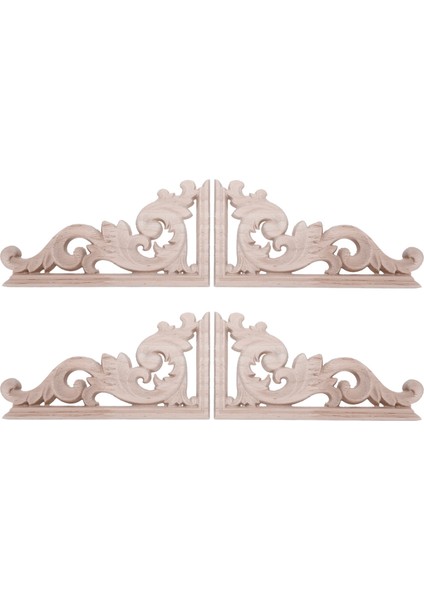 4 Adet Sol+Sağ (Her 2pcs) Vintage Ahşap Oyma Köşe Onlay Mobilya Duvar Dekoru Boyasız Çerçeve Aplike (Yurt Dışından)