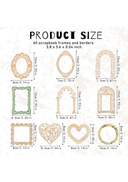 60PCS Scrapbook Kesimleri Kağıt Dantel Vintage Scrapbooking Malzemeleri Scrapbooking Dantel Çerçeveler ve Sınırlar (Yurt Dışından) modelleri