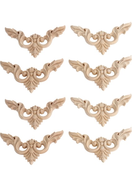 8pcs 8 x 8cm Ahşap Oyma Köşe Onlay Mobilya Ev Süslemeleri Boyasız Aplike (Yurt Dışından)