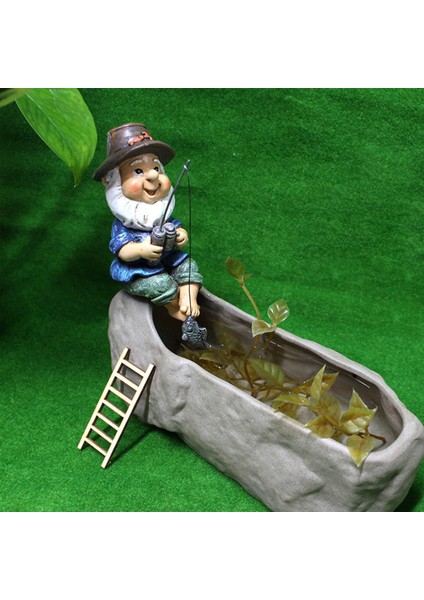 Bahçe Gnome Heykeli Reçine Balıkçı Cüce Heykeli Açık Mekan Pastoral Peyzaj Süsleri Bahçe Bahçesi Çim Dekoru (Yurt Dışından) modelleri