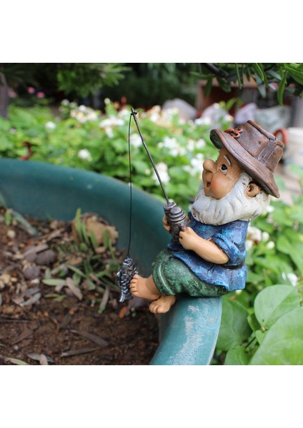 Bahçe Gnome Heykeli Reçine Balıkçı Cüce Heykeli Açık Mekan Pastoral Peyzaj Süsleri Bahçe Bahçesi Çim Dekoru (Yurt Dışından) fırsatları