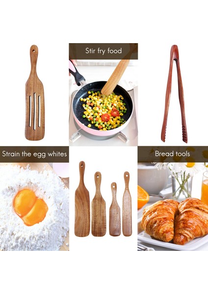 6 Pcs Ahşap Gizli Seti, Tik Set Seti Isıya Dayanıklı Ahşap Spatula Pişir (Yurt Dışından) modelleri