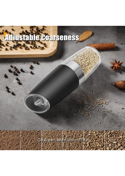 2pcs Tuz ve Biber Öğütücü Elektrik Yerçekimi Öğütücü Doldurulabilir Otomatik Değirmen Seti Ayarlanabilir Kaba LED Işık A (Yurt Dışından) indirimleri
